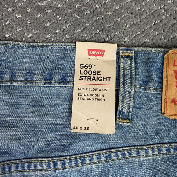 Levi's 569 Loose Straight Jeans Men's 40 x 32 Measures 42 x 31 Blue Cotton - Picture 10 of 16